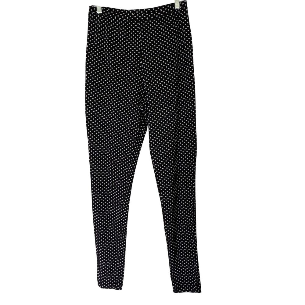 WomanWithin Black w/ White Polka Dots Cotton Spandex Leggings Pants Size 14/16‎